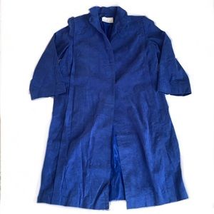 A Trigere Coat Vintage Suede Coat Long Open Soft Blue Size Large